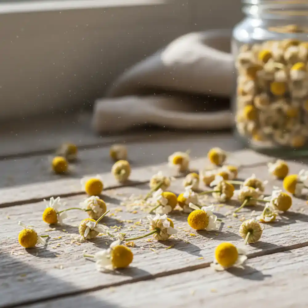 Dried chamomile flowers